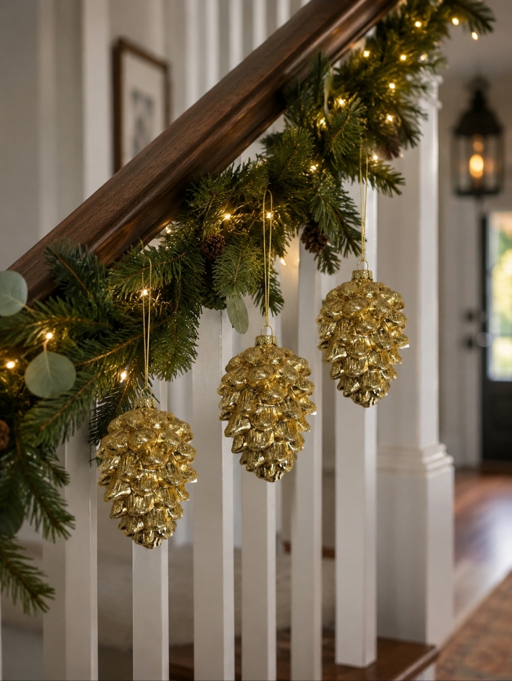 Set of 4 Gold Pinecone Ornaments